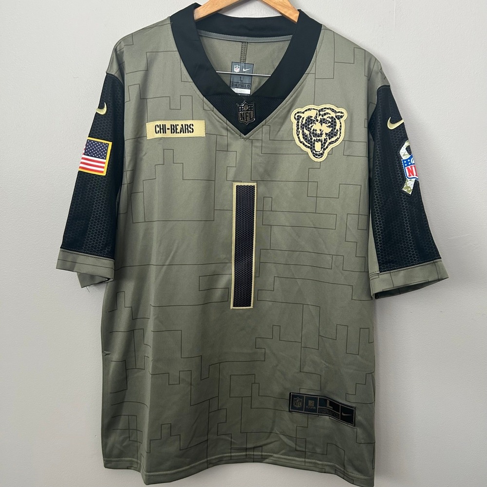Nike Chicago Bears Jersey Mens Large Olive‎ Salute to Service NFL Justin Fields